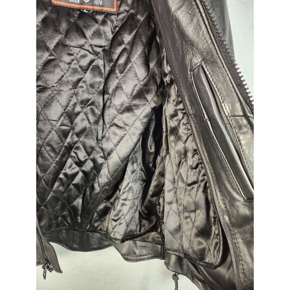 INTERSTATE LEATHER Womens LARGE Lined Biker Motorcycle Jacket Heavy Moto - Picture 12 of 15